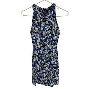 Zara Romper Size Small Floral Sleeveless Blue Black Bohemian Summer Resort NEW